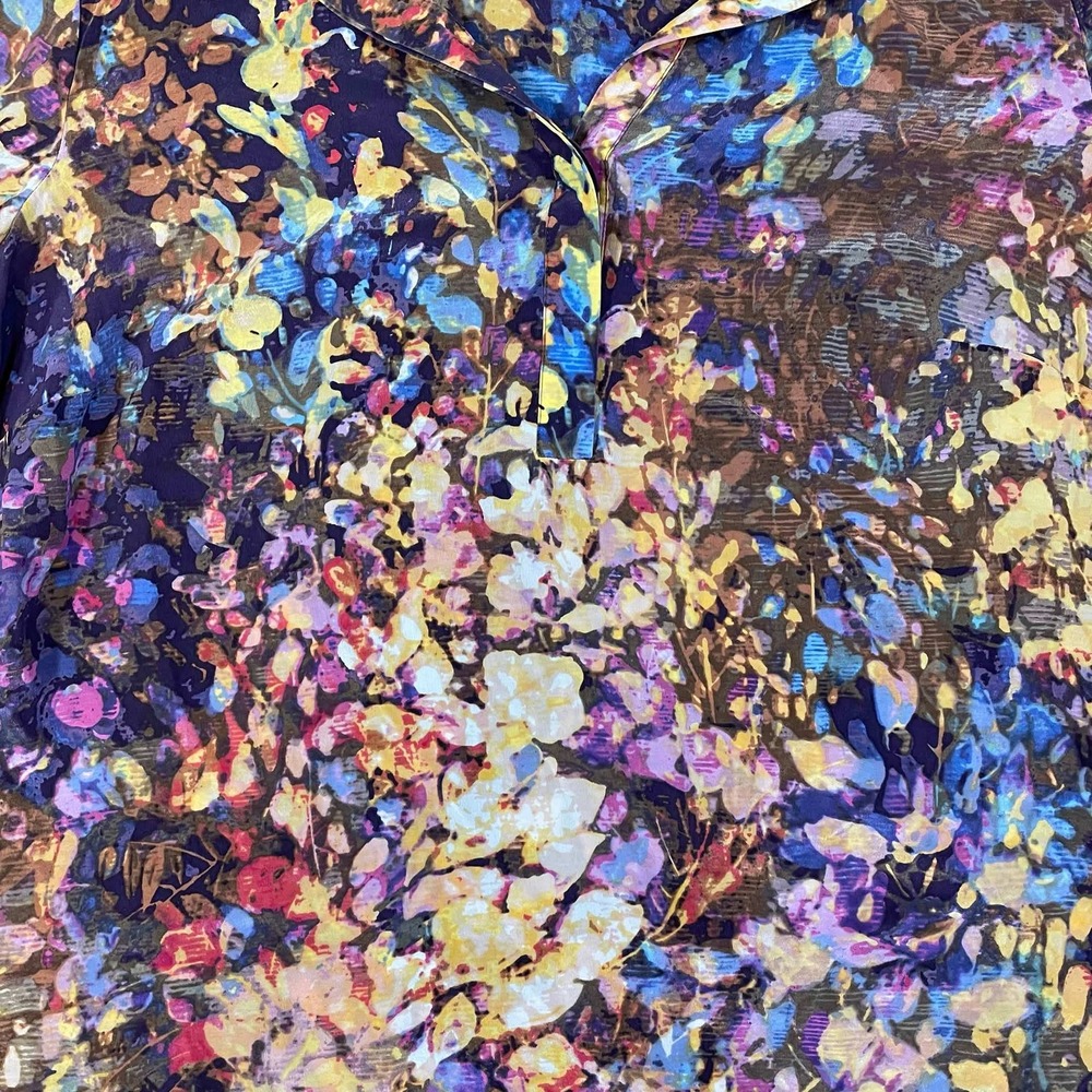 Coldwater Creek 100% Silk Floral Blouse Multi Color Abstract Print Top 1X 18 - Picture 5 of 9